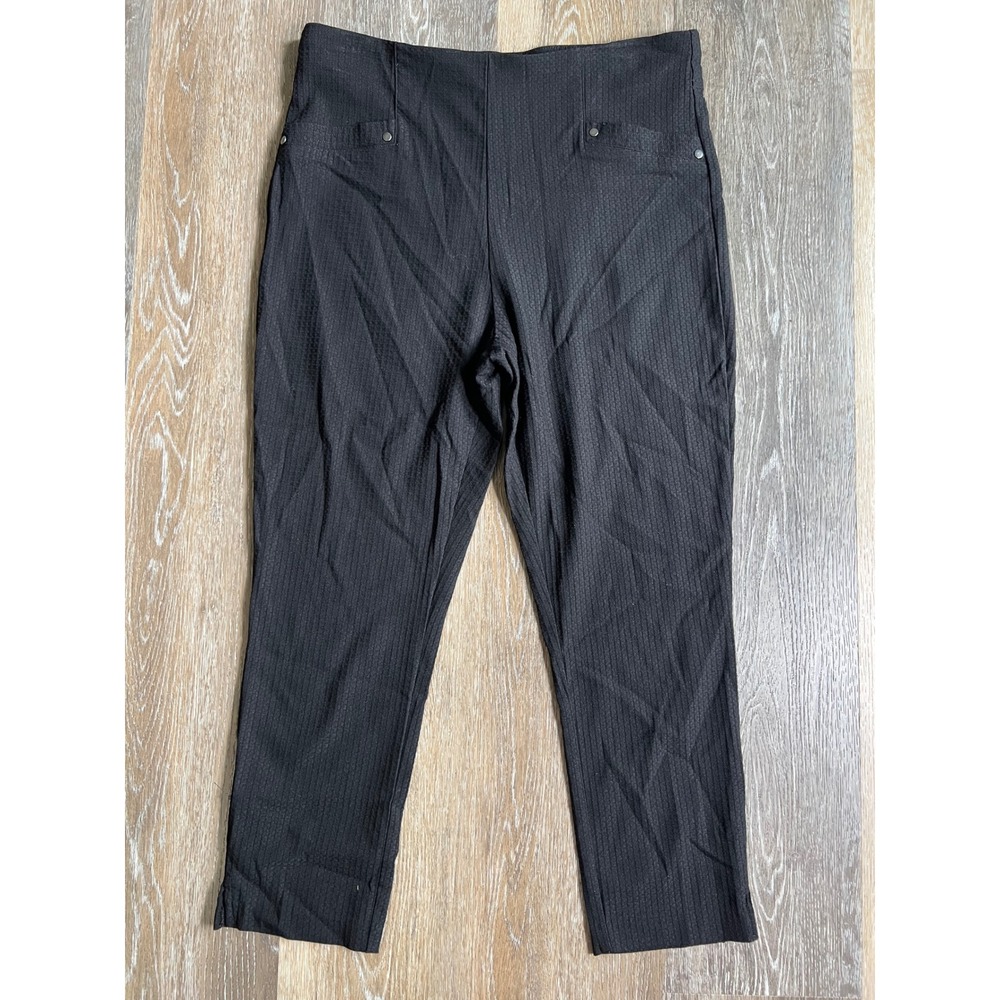 Maurices Dress Pants Womens Large‎ Black Textured Stretch Pull On Slim Trousers